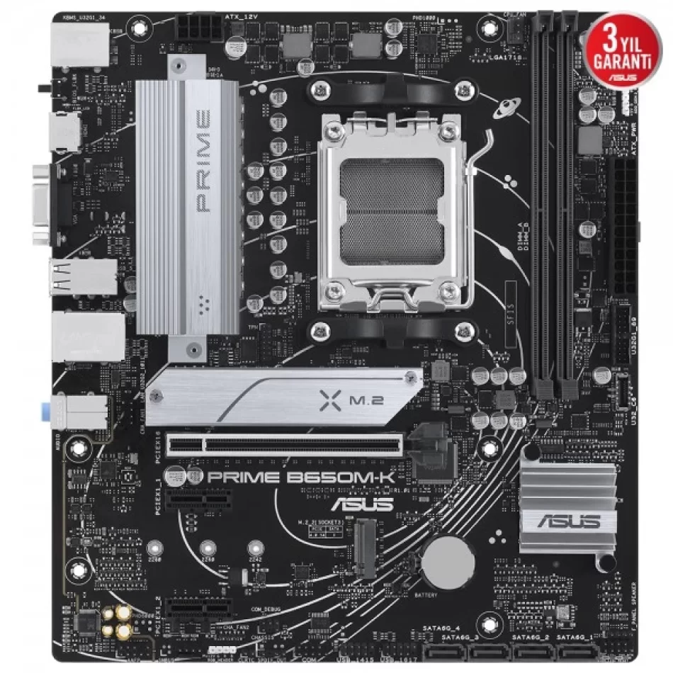 ASUS Prime B650M-K 6400MHz(OC) DDR5 AMD Soket AM5 mATX Anakart