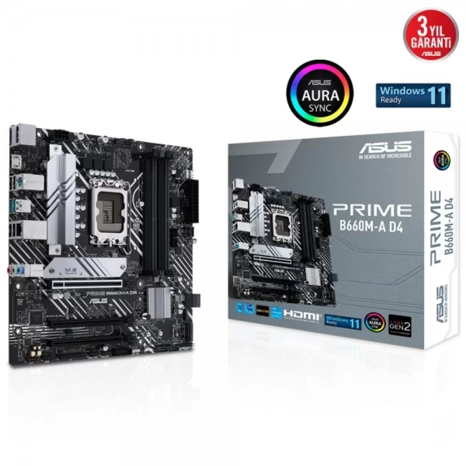 ASUS PRIME B660M-A D4 5333MHz(OC) DDR4 Intel Soket 1700 mATX Anakart