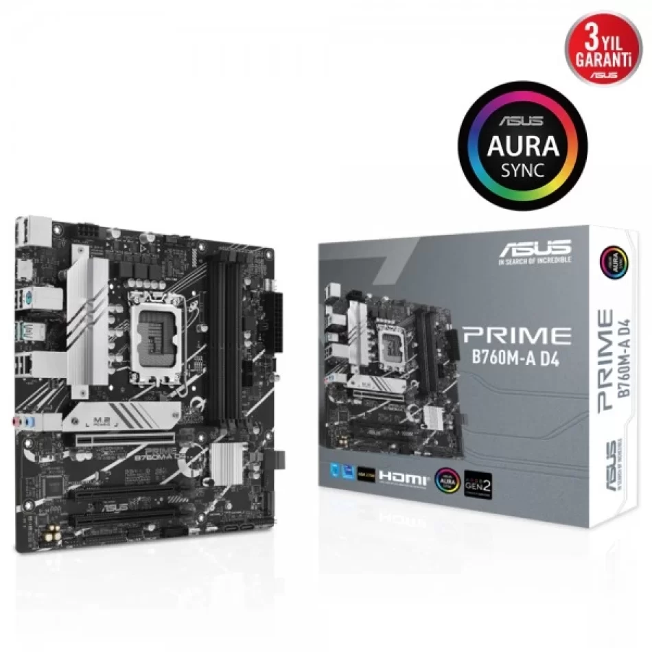 ASUS PRIME B760M-A D4 5333MHz DDR4 Intel Soket 1700 mATX Anakart