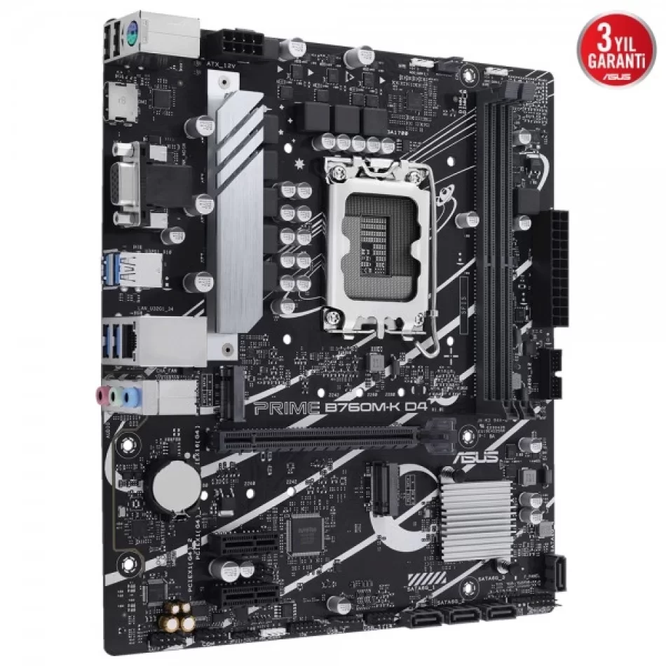 ASUS PRIME B760M-K D4 5333MHz(OC) DDR4 Intel Soket 1700 mATX Anakart