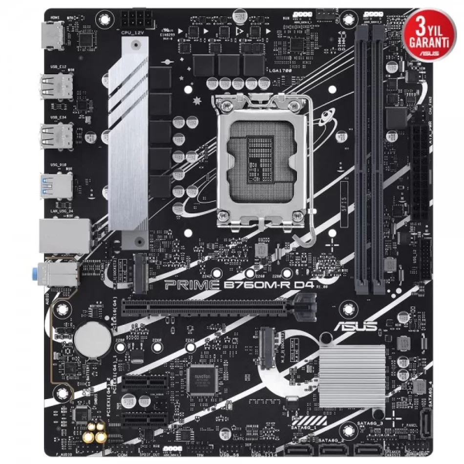 ASUS PRIME B760M-R D4 5333mhz(OC) DDR4 Intel Soket 1700 mATX Anakart