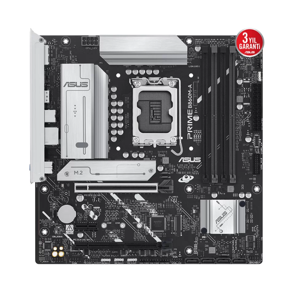 ASUS PRIME B860M-A-CSM 8666MHz(OC) DDR5 Intel Soket 1851 mATX Anakart