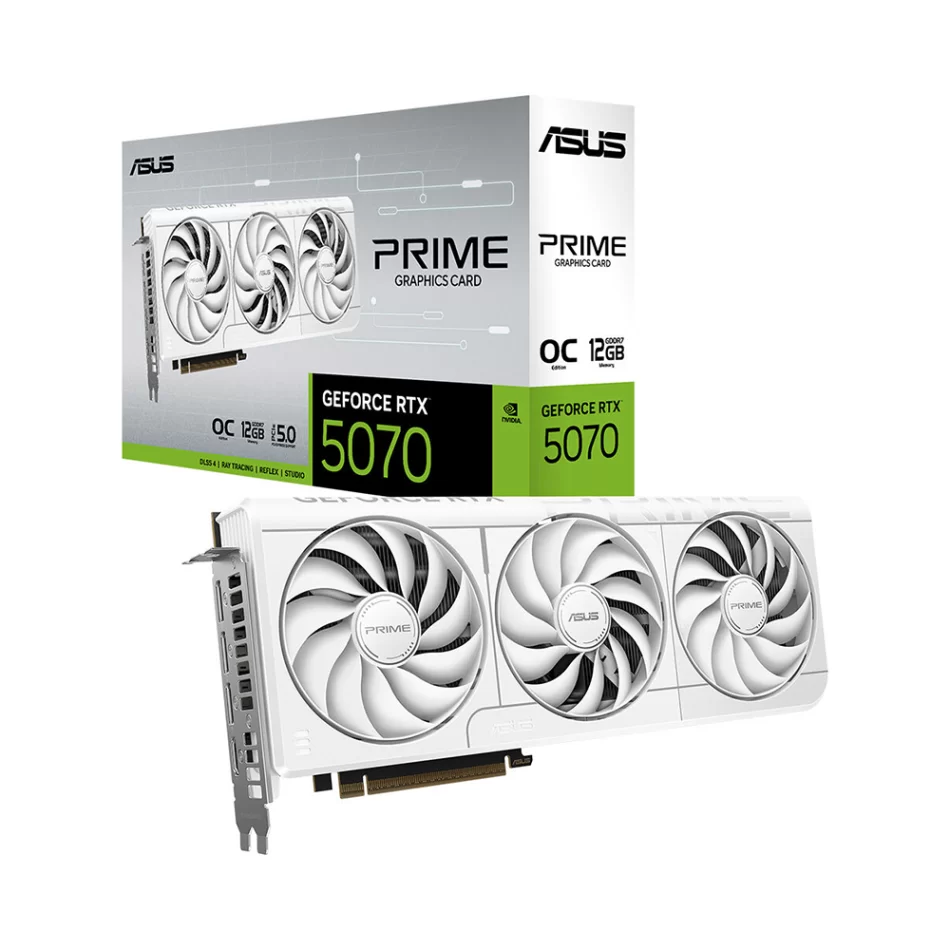 ASUS PRIME GeForce RTX 5070 OC White Edition 12GB GDDR7 192 Bit NVIDIA DLSS 4 Beyaz Ekran Kartı