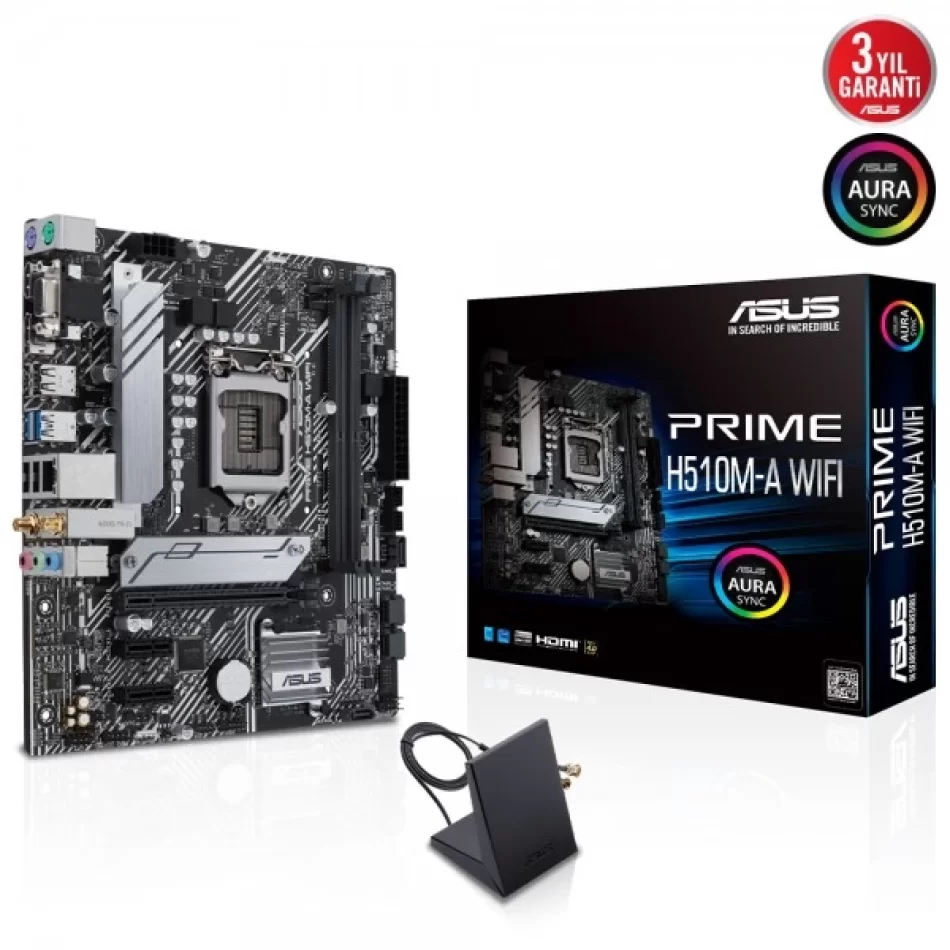 ASUS PRIME H510M-A WIFI 3200MHz(OC) DDR4 Intel Soket 1200 mATX Anakart