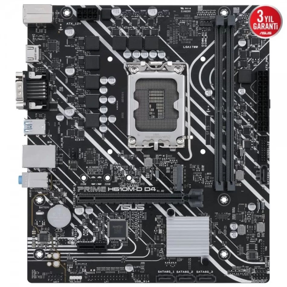 ASUS PRIME H610M-D D4 3200MHz DDR4 Intel Soket 1700 mATX Anakart