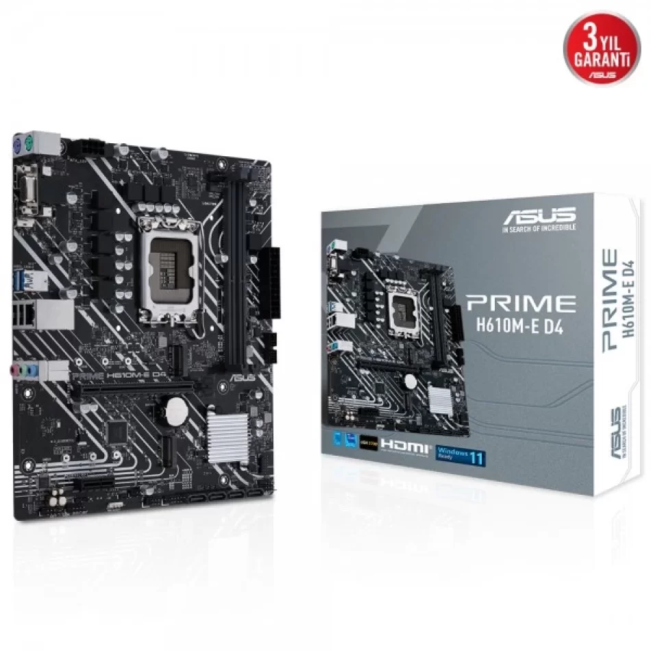 ASUS PRIME H610M-E D4 DDR4 3200MHz Intel Soket 1700 mATX Anakart