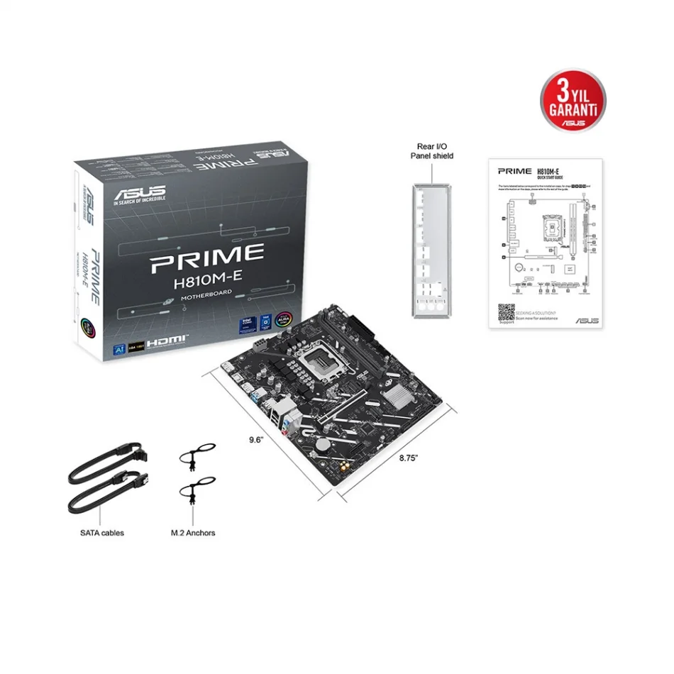 ASUS Prime H810M-E-CSM DDR5 6400MHz(OC) Intel Soket LGA1851 mATX Anakart