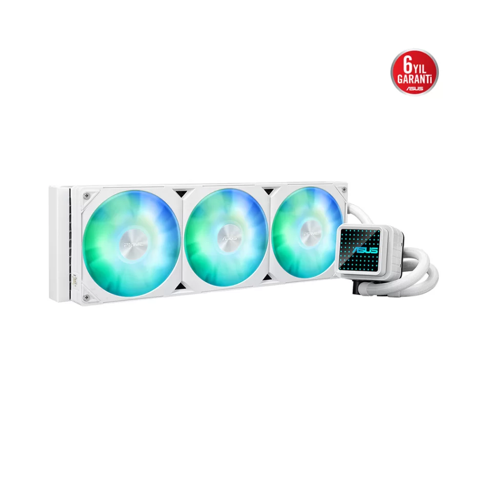 ASUS Prime LC 360 ARGB White 360mm. Intel 1851-1700 / AMD AM5 Uyumlu Beyaz İşlemci Sıvı Soğutucu