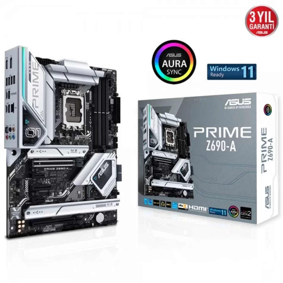 ASUS PRIME Z690-A 6000MHz(OC) DDR5 Intel Soket 1700 ATX Anakart