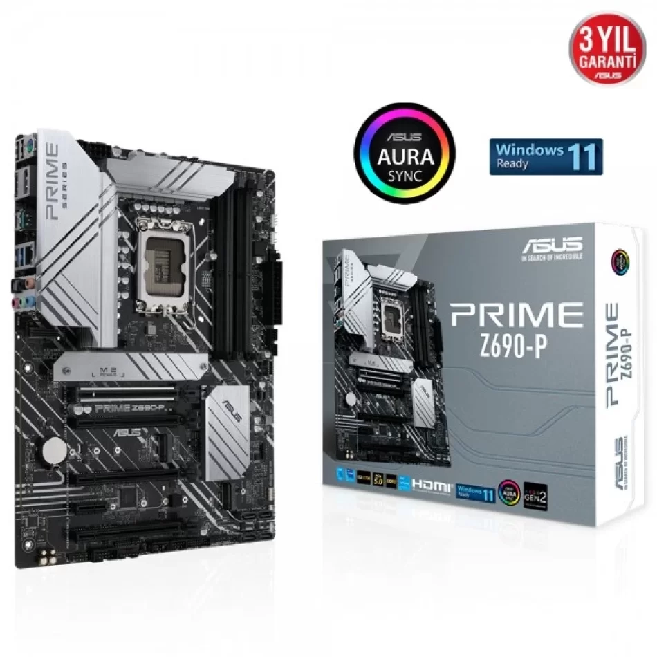 ASUS PRIME Z690-P 6000MHz(OC) DDR5 Intel Soket 1700 ATX Anakart