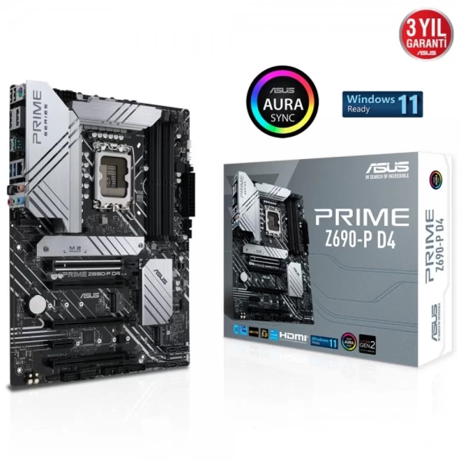 ASUS PRIME Z690-P D4 5333MHz(OC) DDR4 Intel Soket 1700 ATX Anakart