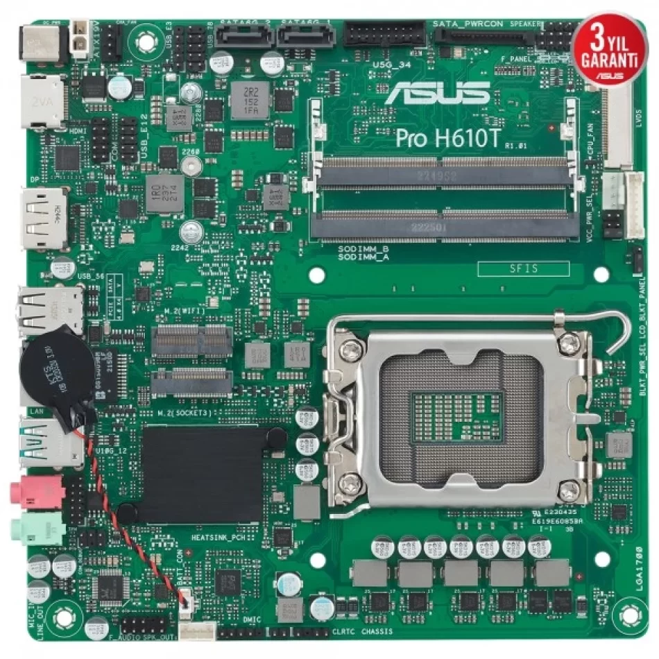 ASUS PRO H610T-CSM 5600MHz DDR5 Intel Soket 1700 mini-ITX Anakart