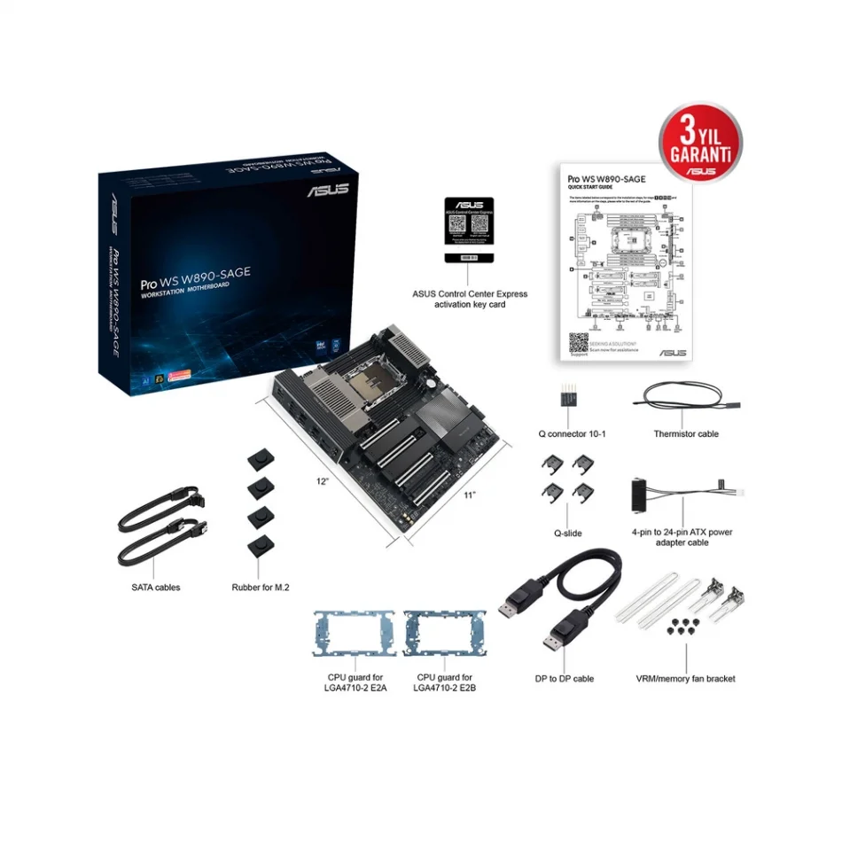 ASUS Pro WS W890-SAGE 4x PCIe 5.0 x16 Slot Intel Soket LGA4710-2 Xeon Workstation CEB Anakart