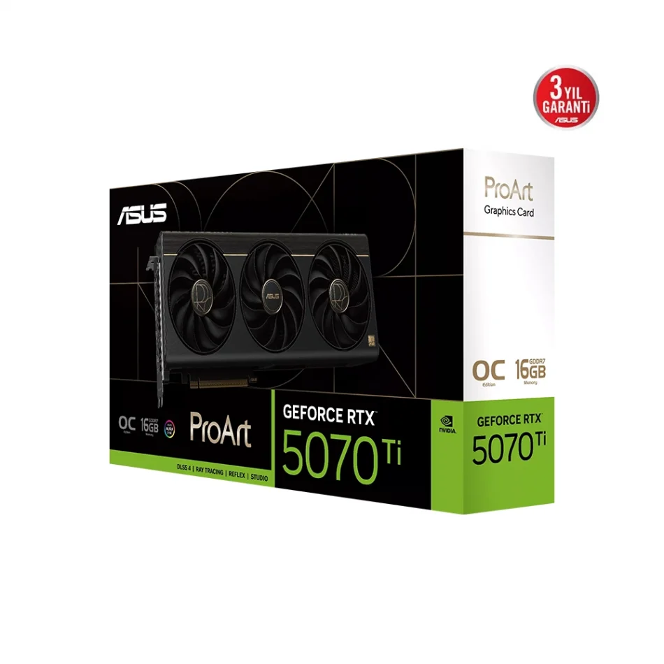 ASUS ProArt GeForce RTX 5070 Ti OC Edition 16 GB GDDR7 256Bit DX12 NVIDIA DLSS 4 Ekran Kartı