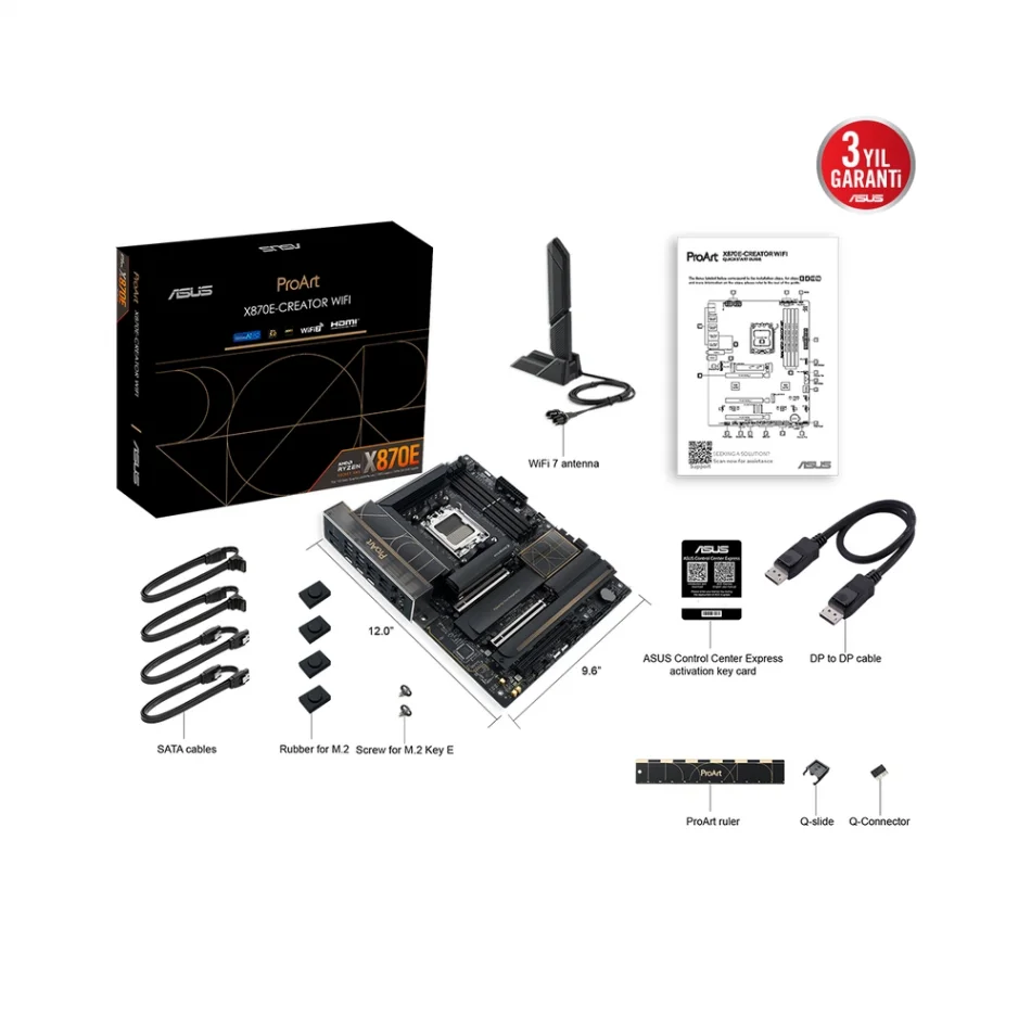 ASUS ProArt X870E-CREATOR WIFI 8000MHz(OC) DDR5 AMD Soket AM5 ATX Anakart