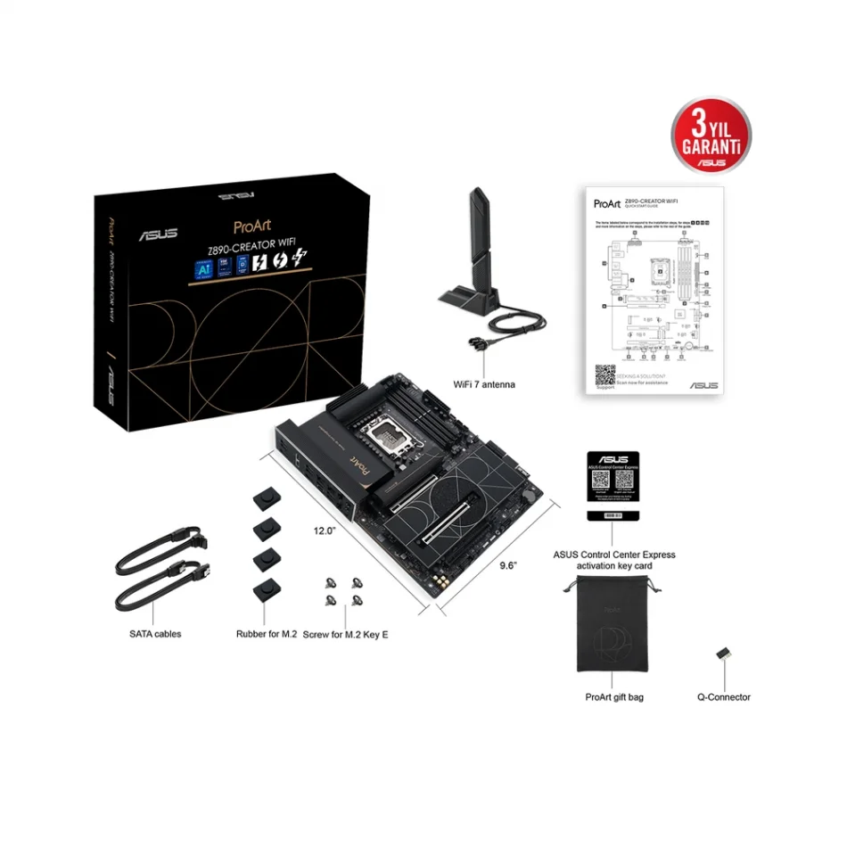 ASUS ProArt Z890-CREATOR WIFI 9066MHz(OC) DDR5 Intel Soket 1851 ATX Anakart