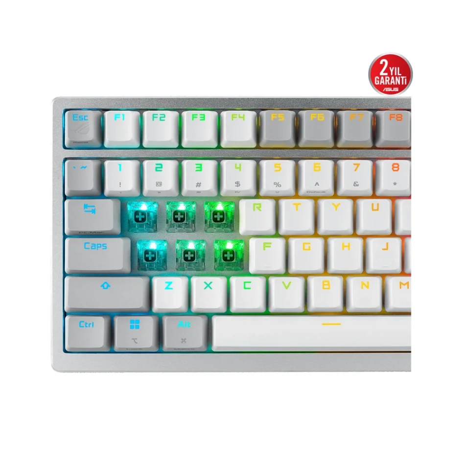 ASUS ROG Azoth %75 TKL OLED Ekranlı Kablosuz NX Snow Switch İngilizce Q Beyaz Gaming Klavye