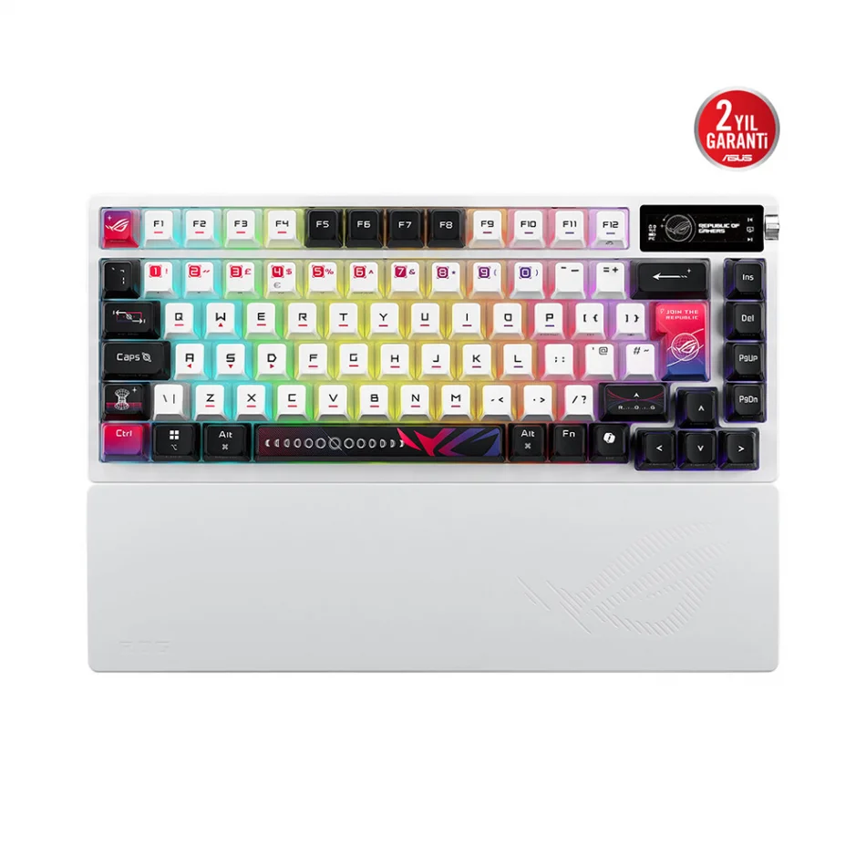 ASUS ROG Azoth X %75 TKL OLED Ekranlı Kablosuz NX Snow V2 Switch Türkçe Q Gaming Klavye