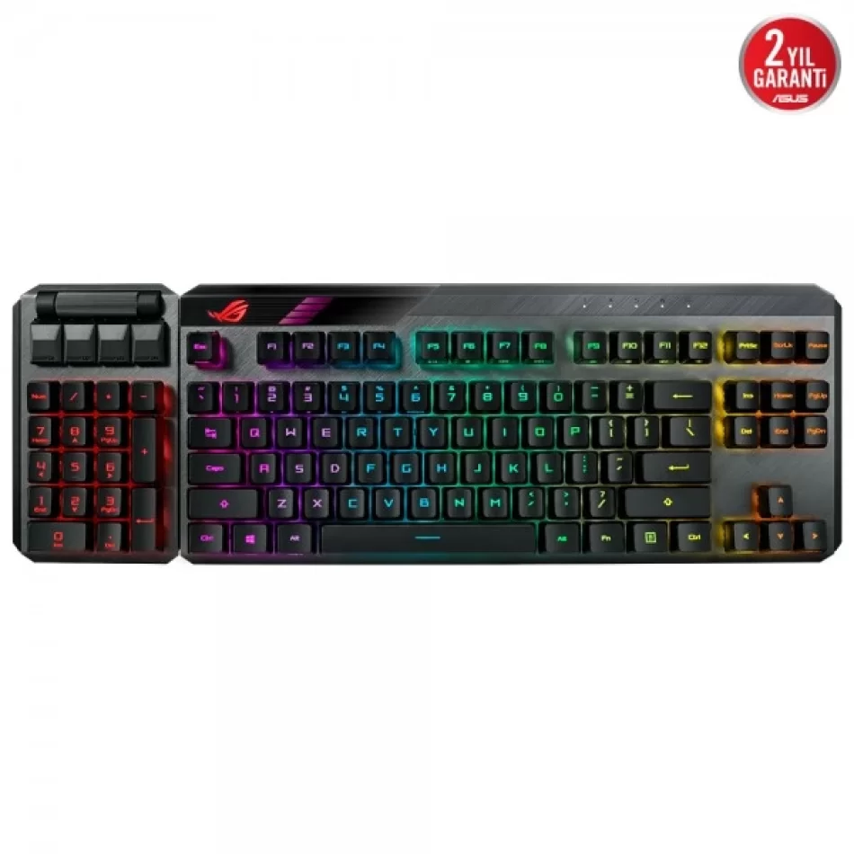 ASUS ROG Claymore II RGB Modüler TKL %80 / %100 Kablosuz Mekanik RX Red Switch Türkçe Q Oyuncu Klavyesi