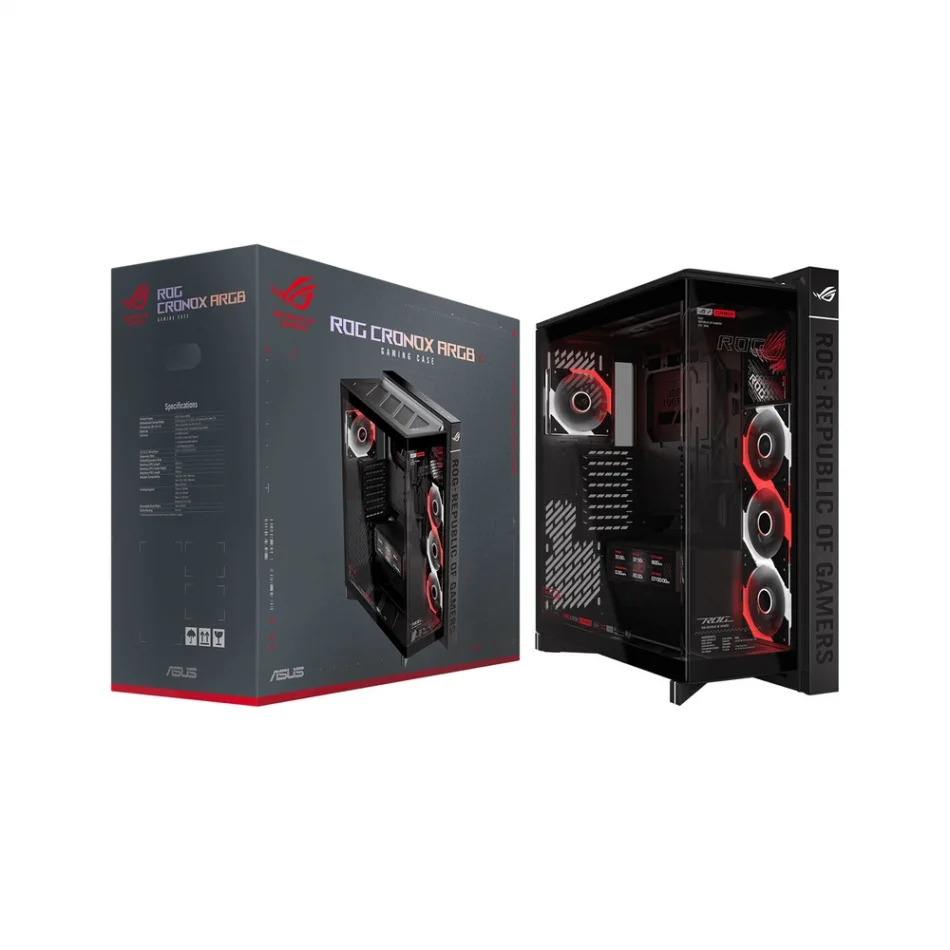 ASUS ROG Cronox ARGB Panoramik Temperli Cam LCD Ekranlı e-ATX Full-Tower Gaming Bilgisayar Kasası