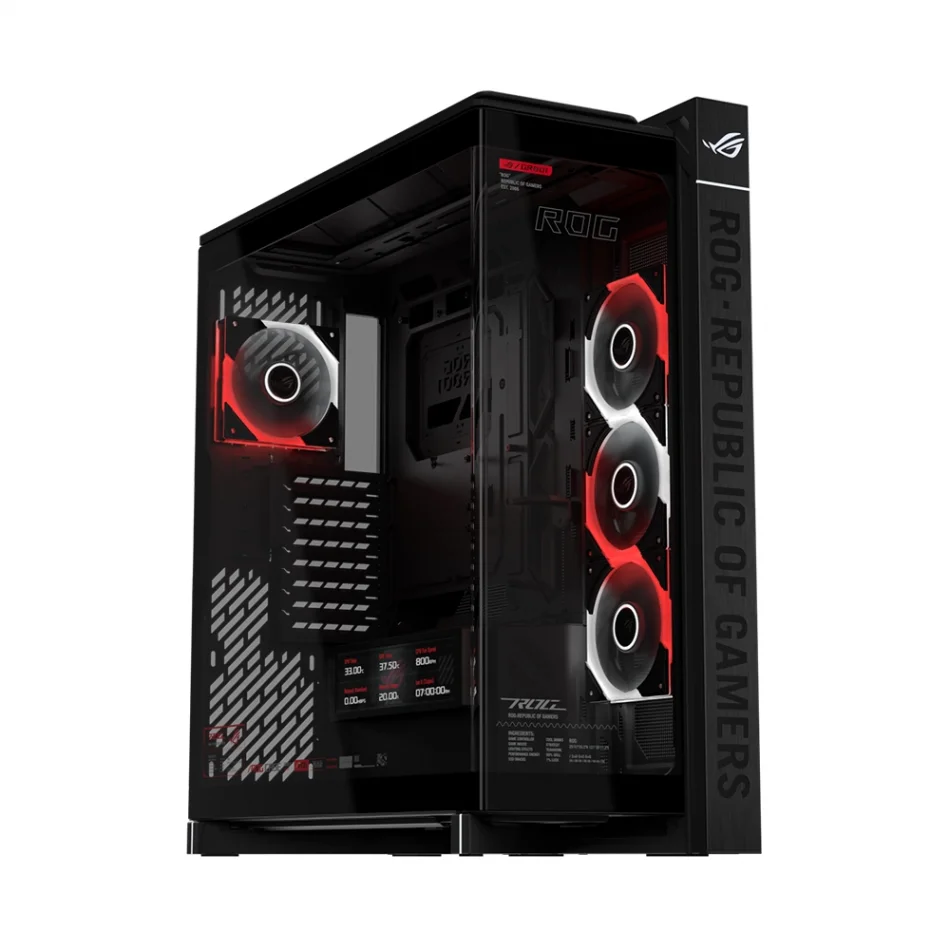 ASUS ROG Cronox ARGB Panoramik Temperli Cam LCD Ekranlı e-ATX Full-Tower Gaming Bilgisayar Kasası