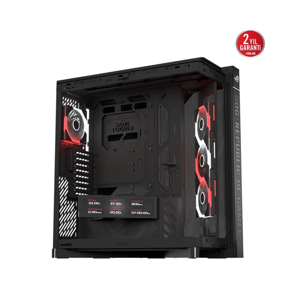 ASUS ROG Cronox ARGB Panoramik Temperli Cam LCD Ekranlı e-ATX Full-Tower Gaming Bilgisayar Kasası