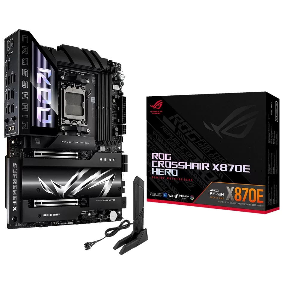 ASUS ROG CROSSHAIR X870E HERO 8200MHz(OC) DDR5 AMD Soket AM5 ATX Anakart