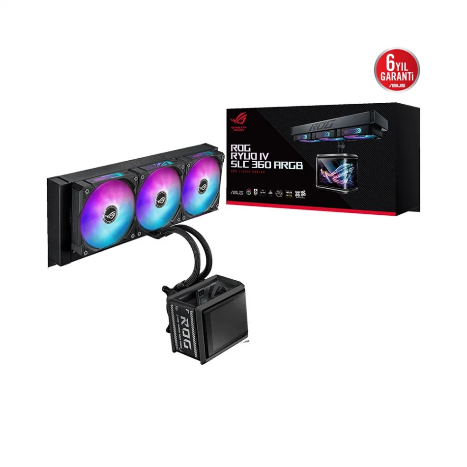 ASUS ROG RYUO IV SLC 360 ARGB 6.67 AMOLED Ekranlı Intel LGA1851-1700 ve AMD AM5 Destekli 360mm. İşlemci Sıvı Soğutucu
