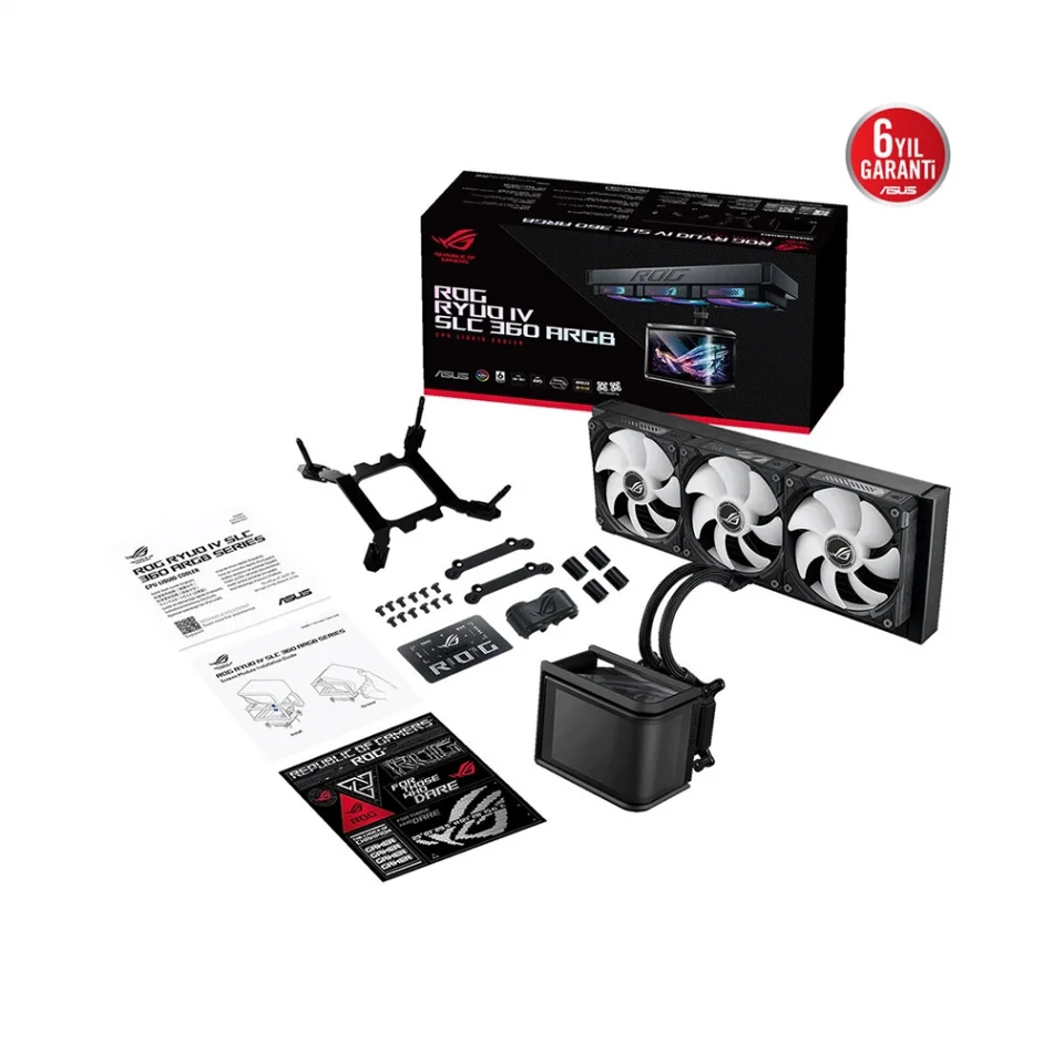 ASUS ROG RYUO IV SLC 360 ARGB 6.67 AMOLED Ekranlı Intel LGA1851-1700 ve AMD AM5 Destekli 360mm. İşlemci Sıvı Soğutucu