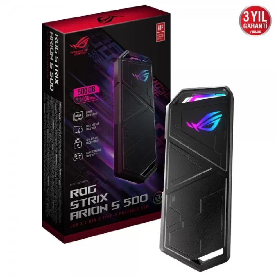 ASUS ROG Strix Arion S500 USB3.2 500GB Taşınabilir M2 SSD