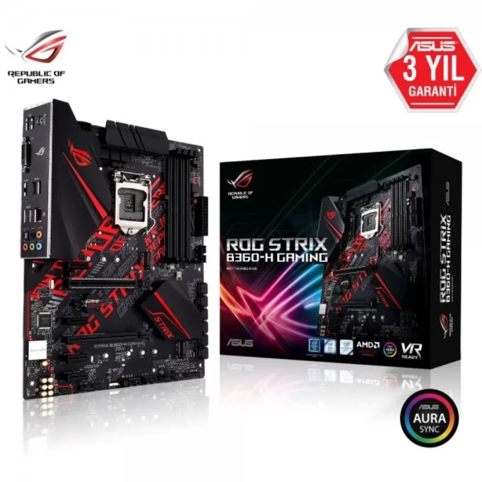 ASUS ROG STRIX B360-H GAMING 2666MHz(OC) DDR4 Intel Soket 1151 ATX Anakart