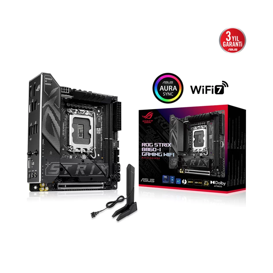 ASUS ROG Strix B860-I Gaming WIFI 9066MHz(OC) DDR5 Intel Soket 1851 mini-ITX Anakart