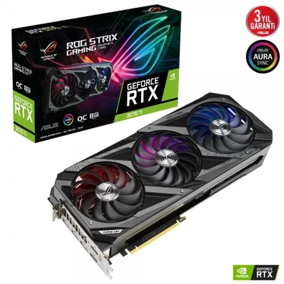 ASUS ROG Strix GeForce RTX 3070 Ti OC 8 GB GDDR6X 256bit DX12 NVIDIA DLSS Ekran Kartı