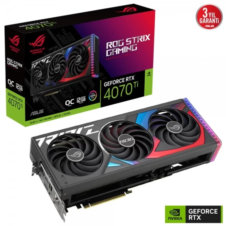 ASUS ROG Strix GeForce RTX 4070 Ti OC 12 GB GDDR6X 192Bit DX12 NVIDIA DLSS 3 Ekran Kartı