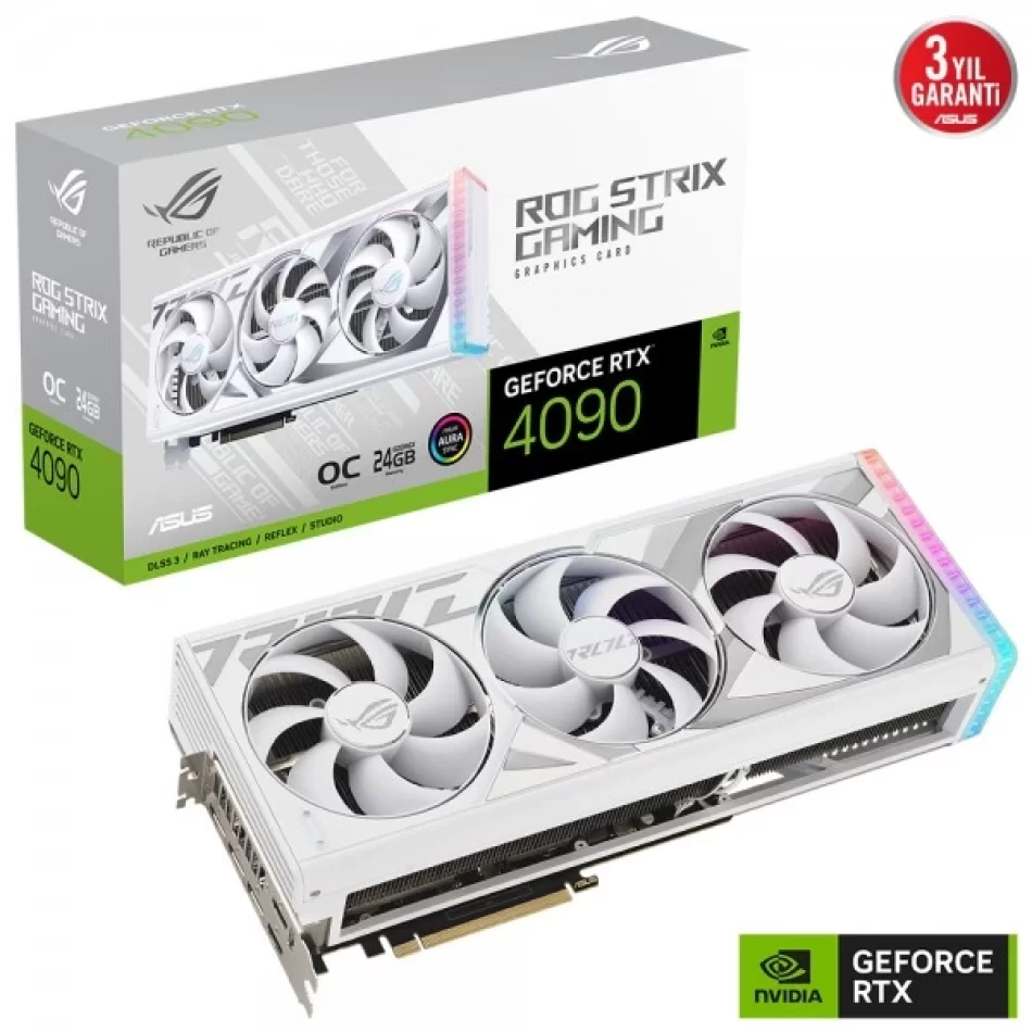 ASUS ROG Strix GeForce RTX 4090 OC 24 GB GDDR6X 384Bit DX12 NVIDIA DLSS 3 Beyaz Ekran Kartı