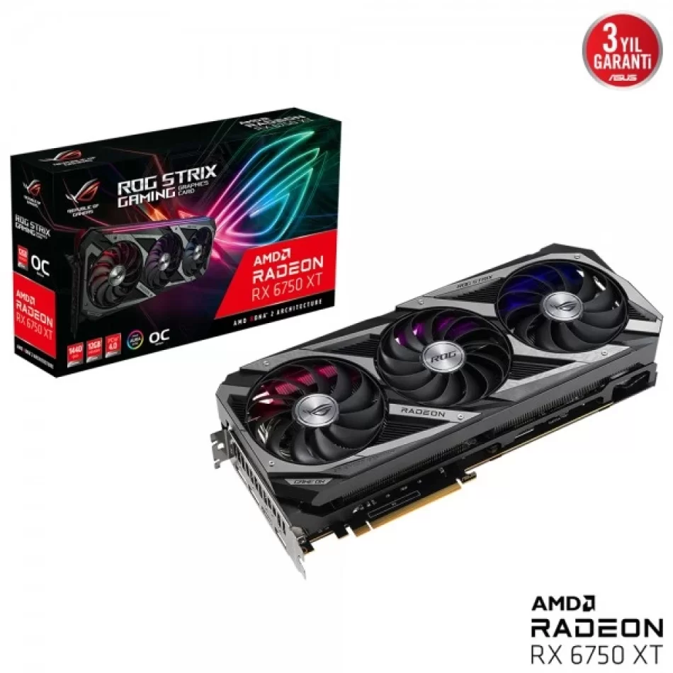 ASUS ROG Strix Radeon RX 6750 XT OC 12 GB GDDR6 192Bit DX12 AMD Ekran Kartı