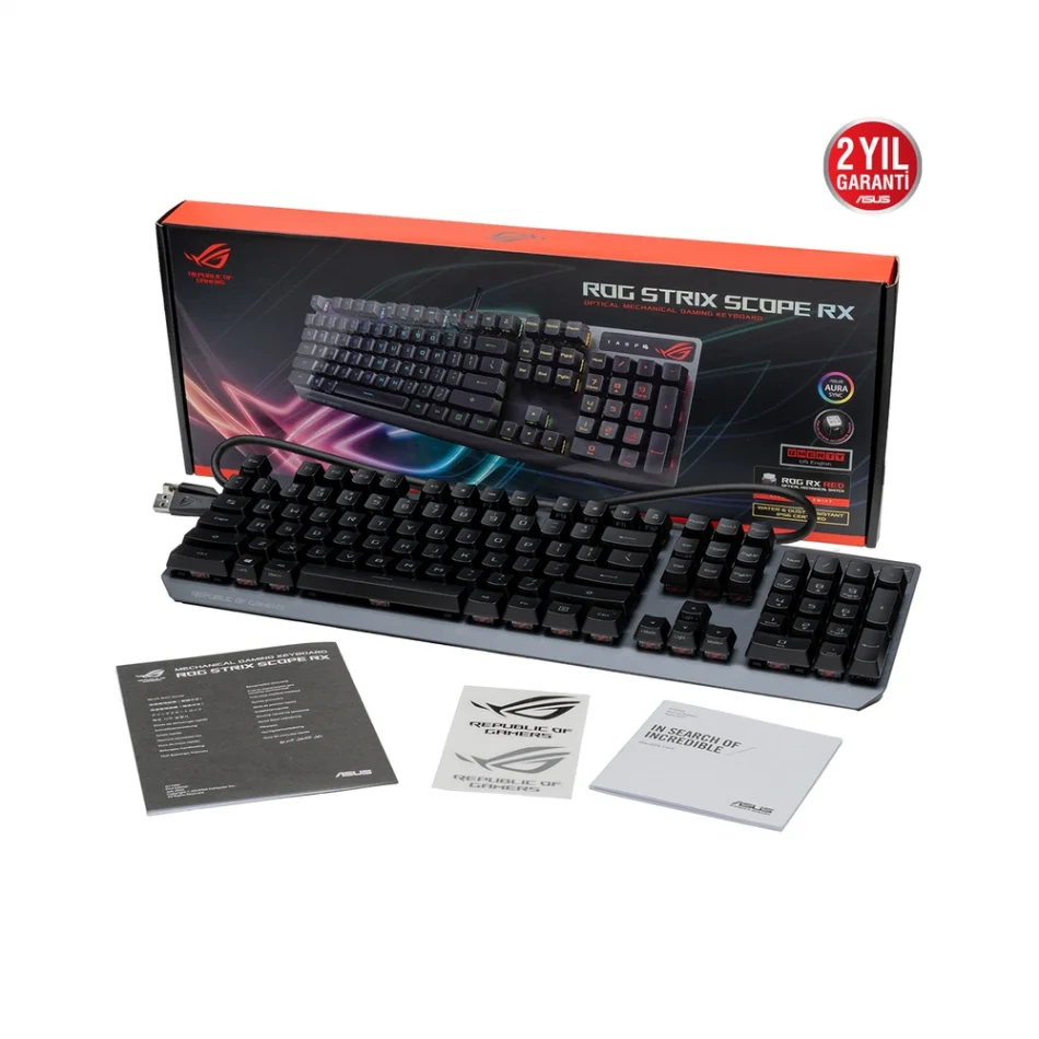 ASUS ROG Strix Scope RX RGB RX Red Switch Kablolu Türkçe Q Mekanik Oyuncu Klavyesi