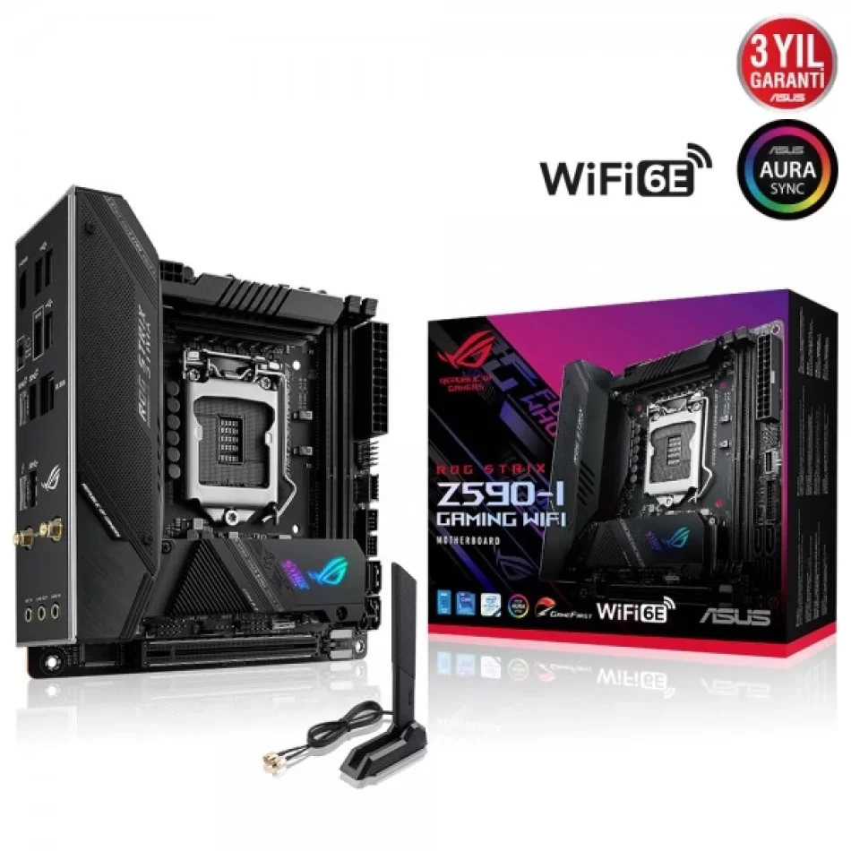 ASUS ROG Strix Z590-I GAMING WIFI 5133MHz(OC) DDR4 Intel Soket 1200 mini-ITX Anakart