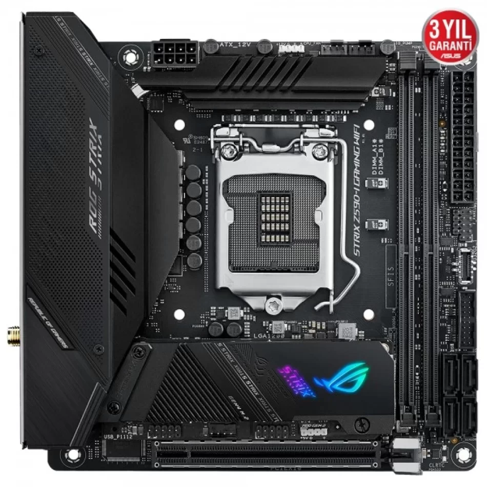 ASUS ROG Strix Z590-I GAMING WIFI 5133MHz(OC) DDR4 Intel Soket 1200 mini-ITX Anakart