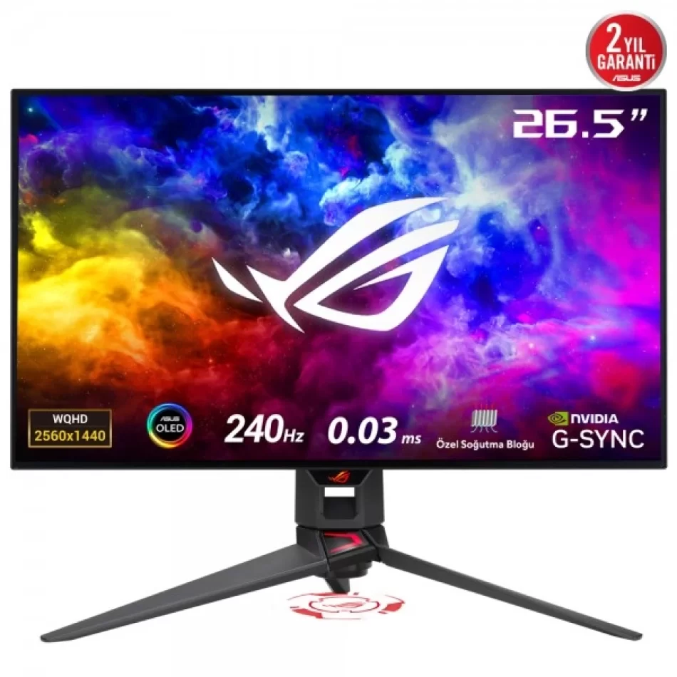 ASUS 26.5 ROG Swift OLED PG27AQDM 240Hz 0.03ms FreeSync Premium G-Sync 1440p 2K Gaming Monitör