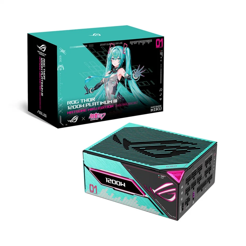 ASUS ROG THOR 1200P3 Hatsune Miku Edition 1200W Platinum III ARGB 80+ Platinum Tam Modüler ATX 3.1 Güç Kaynağı