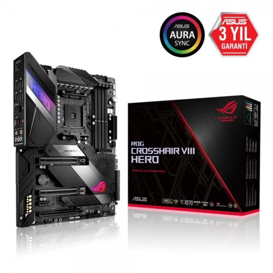 ASUS ROG X570 CROSSHAIR VIII HERO 4866MHz(OC) DDR4 AMD Soket AM4 ATX Anakart