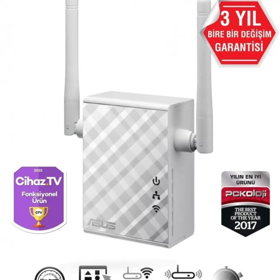 ASUS RP-N12 N300 2ANTENLİ KABLOSUZ MENZİLARTTIRIC