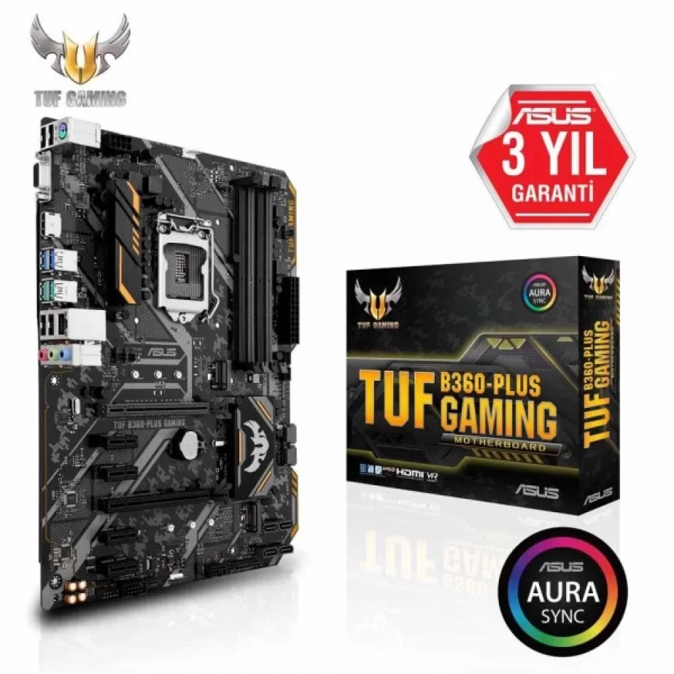 ASUS TUF B360-PLUS GAMING 2666MHz(OC) DDR4 Intel Soket 1151 ATX Anakart