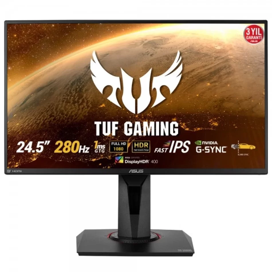 ASUS TUF GAMING 24.5 VG259QM 280Hz 1ms 2xHDMI DP HDR IPS Gaming Monitör Outlet Pikselli Ürün 2 Yıl garanti