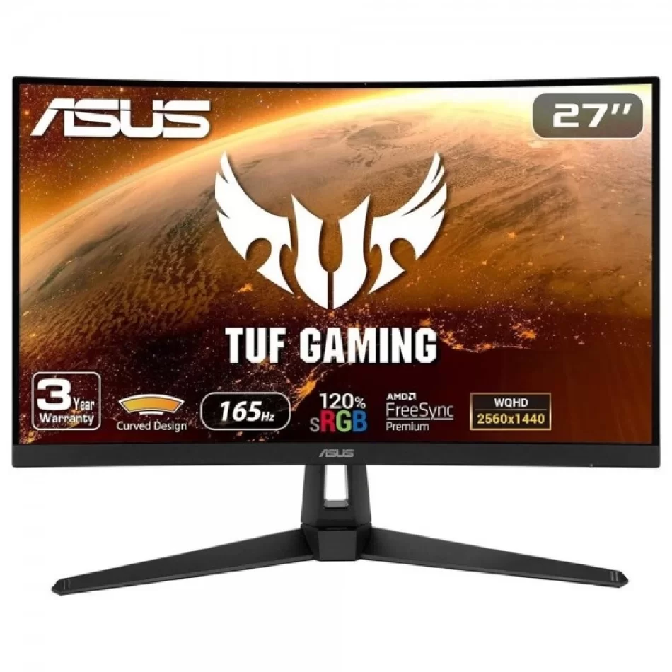 ASUS 27 TUF Gaming VG27WQ1B 165Hz 1ms FreeSync Premium HDR10 1440p 2K VA LED Curved Oyuncu Monitörü