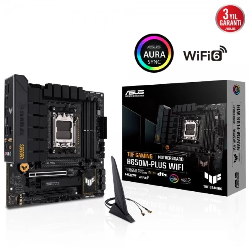 ASUS TUF GAMING B650M-PLUS WIFI 7600MHz(OC) DDR5 AMD Soket AM5 mATX Anakart