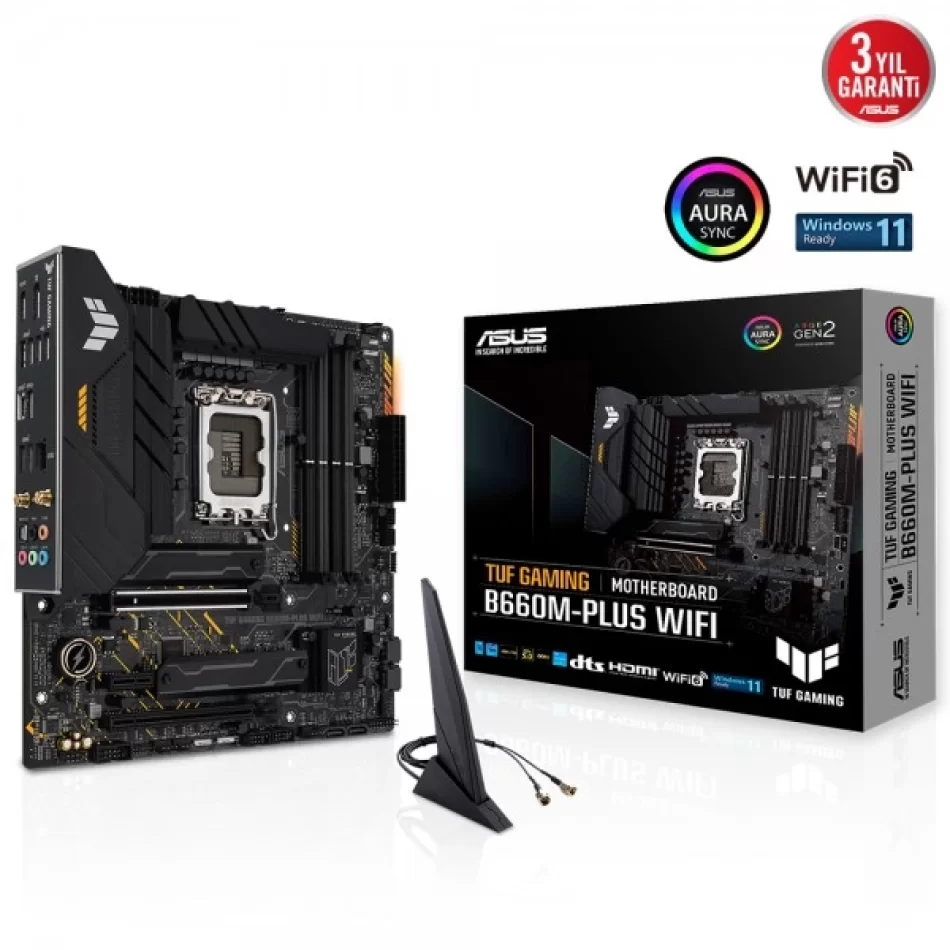 ASUS TUF GAMING B660M-PLUS WIFI 6000MHz(OC) DDR5 Intel Soket 1700 mATX Anakart