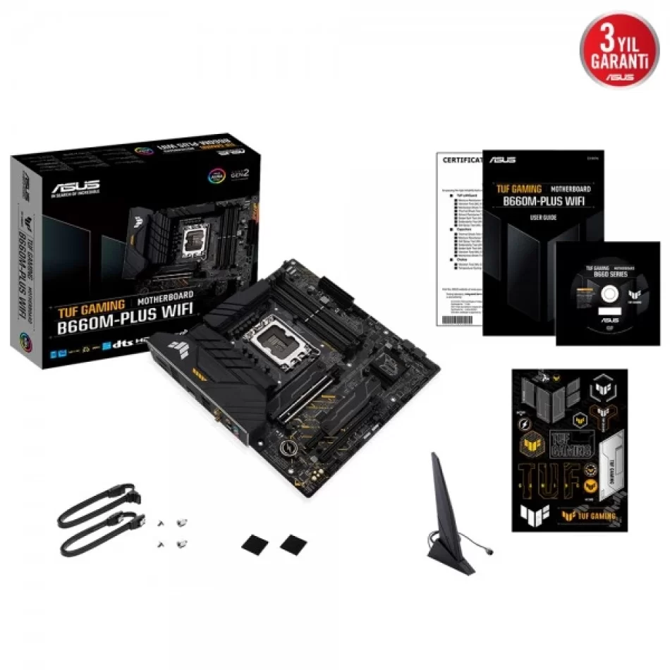 ASUS TUF GAMING B660M-PLUS WIFI 6000MHz(OC) DDR5 Intel Soket 1700 mATX Anakart