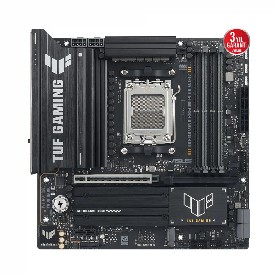 ASUS TUF Gaming B850M-PLUS WIFI7 8000MHz(OC) DDR5 AMD Soket AM5 ATX Anakart